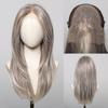 LOUIS FERRE Synthetic 13x6 Lace Wigs Long Straight Hair Gray Ombre Wigs Daily Use Party Wig for White Women Heat Resistant