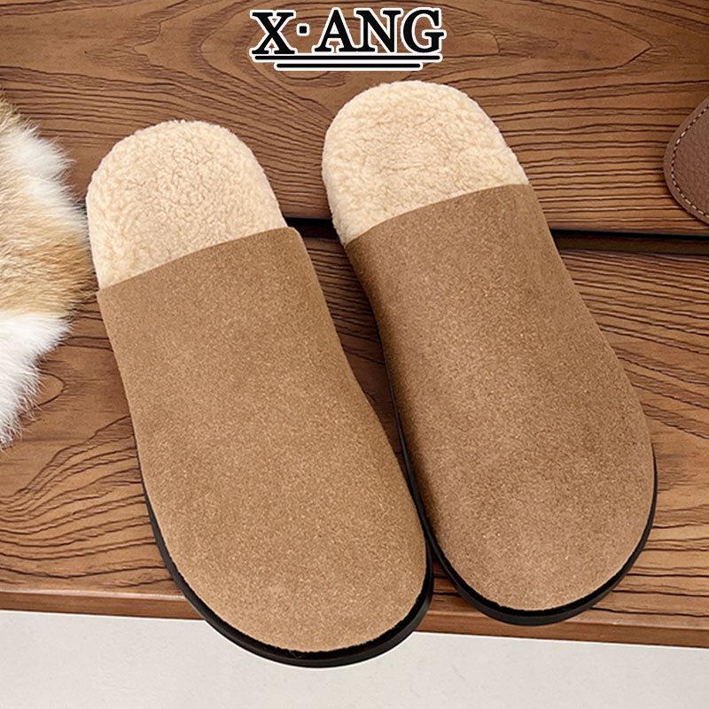 Cattle velvet children's thick-soled bag head slippers women wear autumn and winter new cotton slippers fluffy shoes