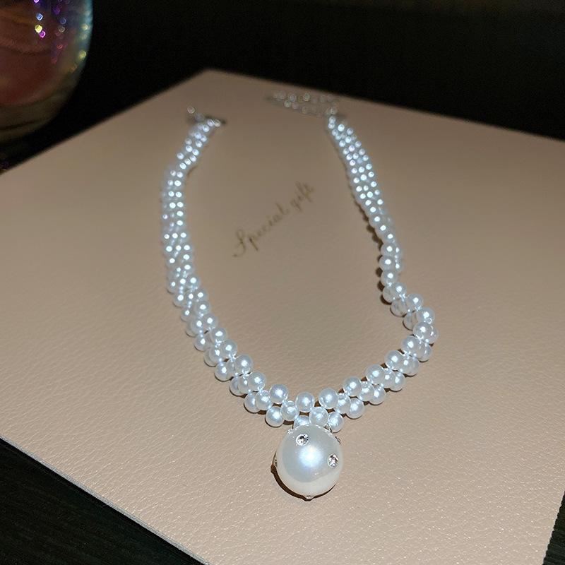 Elegante doppelreihige Perlen-Choker-Halskette - High-End Vintage-Design für Damen