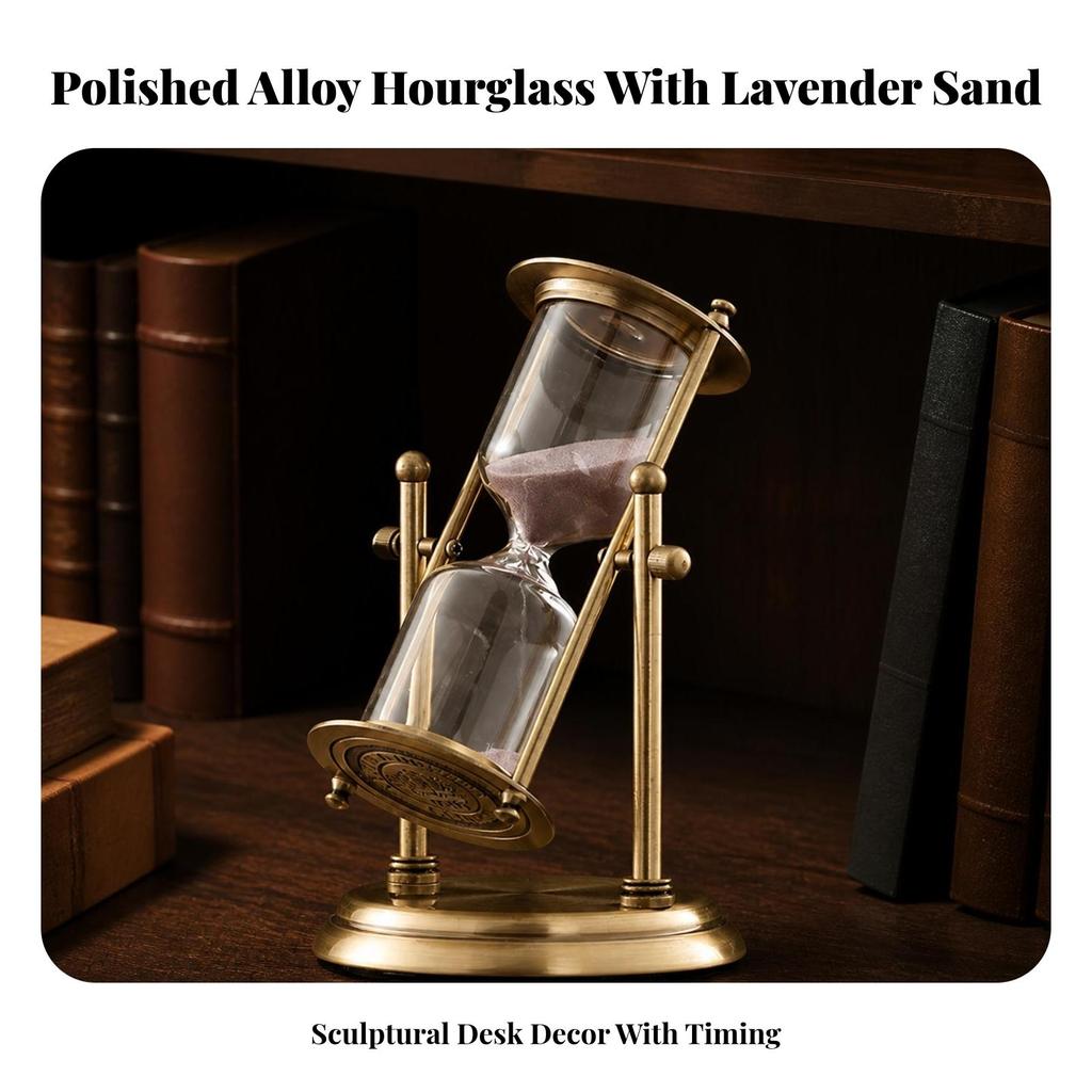 Hourglass with Metal Frame Classic Decorative Elegant for Reading Nook