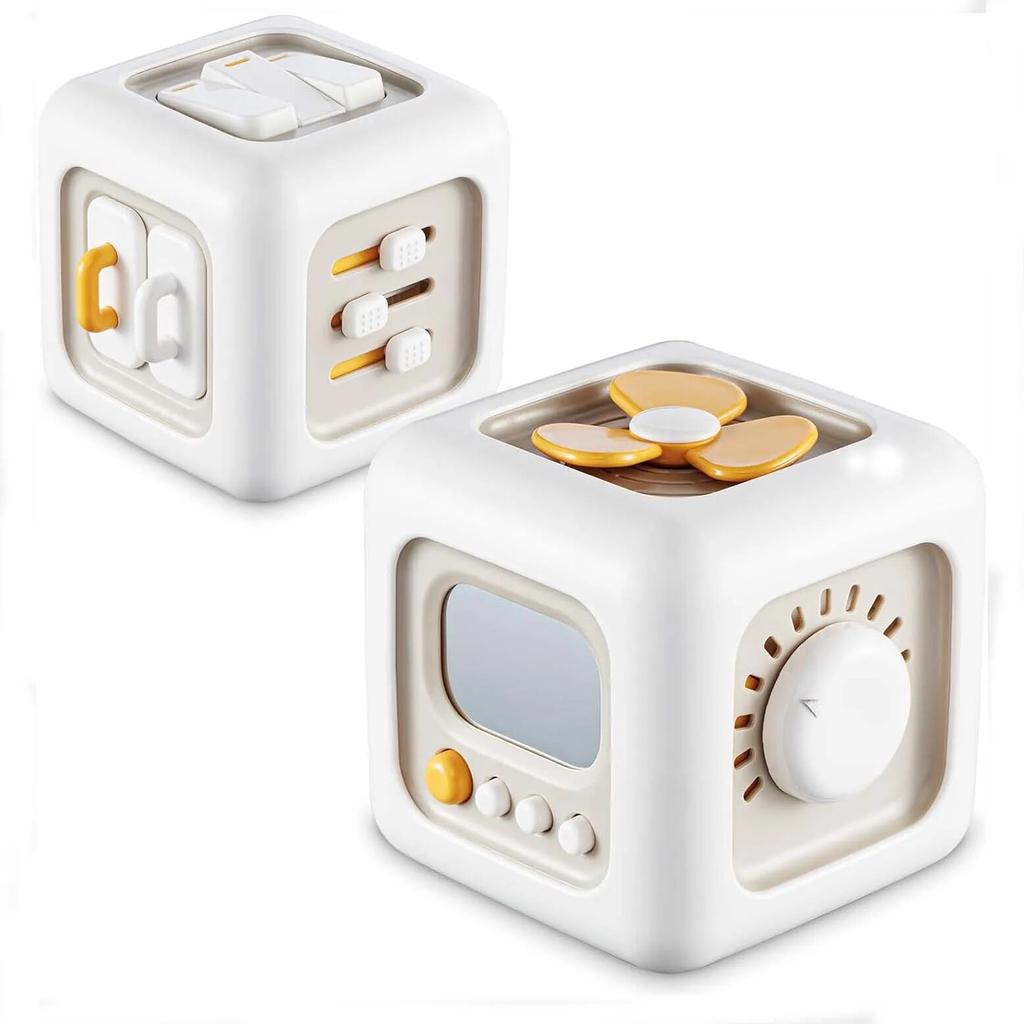 Busy Cube Montessori Toys Sensory Activity Board Learning Fine Motor Skills Travel Toy Birthday Gifts for 12-18 Months
