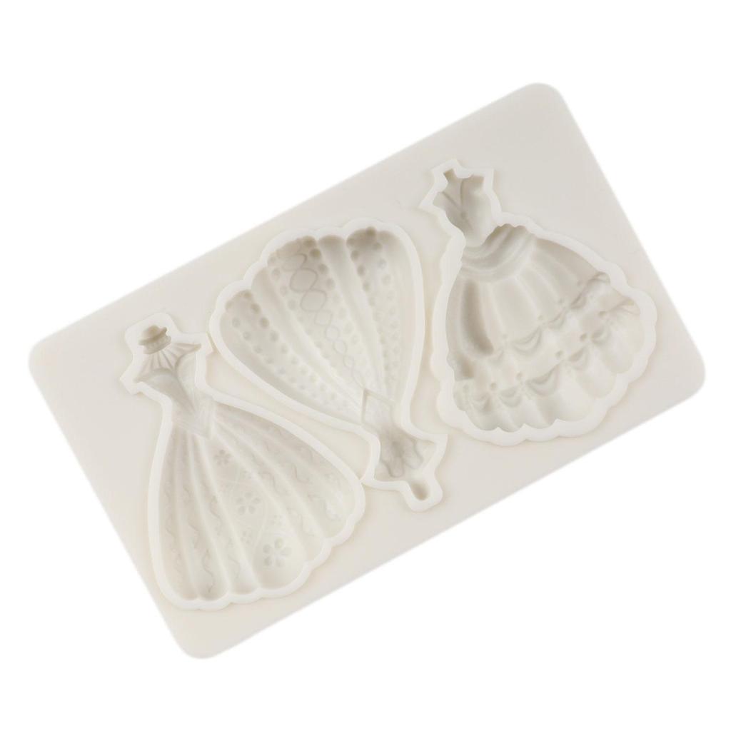 Wedding Dress Silicone Molds Princess Dress Fondant Mold Cake Decorating Tools Cupcake Topper Chocolate Candy Craft Gum Paste Polymer Clay