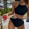 2023 High Waist Tummy Control Cutout Bikini: Push-up, Solid Color, Vacation-Ready Swimsuit for Women