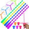 8/16pcs Manual Pushing Threaded Flying Round Disc Colorful Outdoor Bamboo Dragonfly Outdoor Activities Experiments
