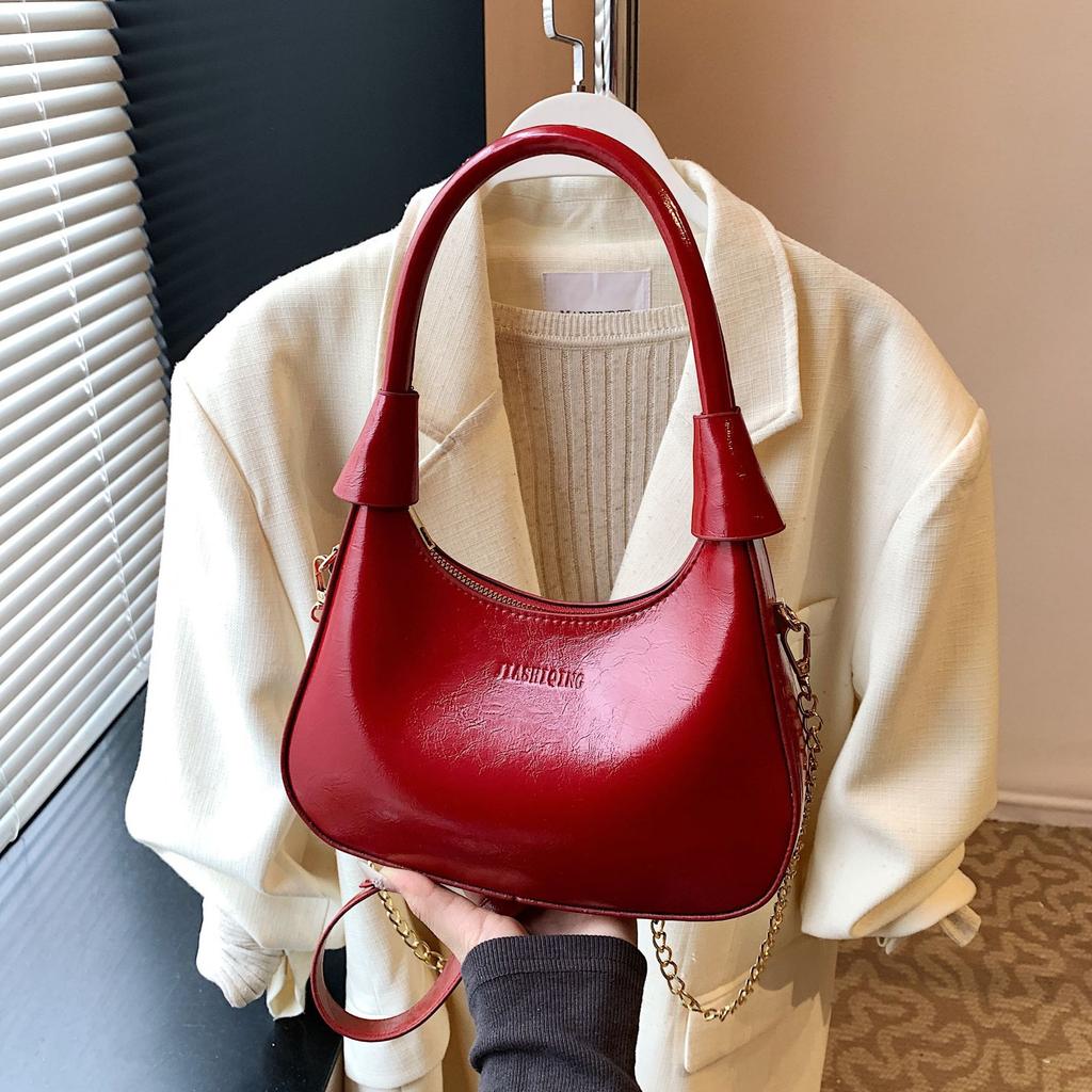 Spring fashion glossy commuter bag casual versatile patent leather crescent bag shoulder underarm bag women's bag