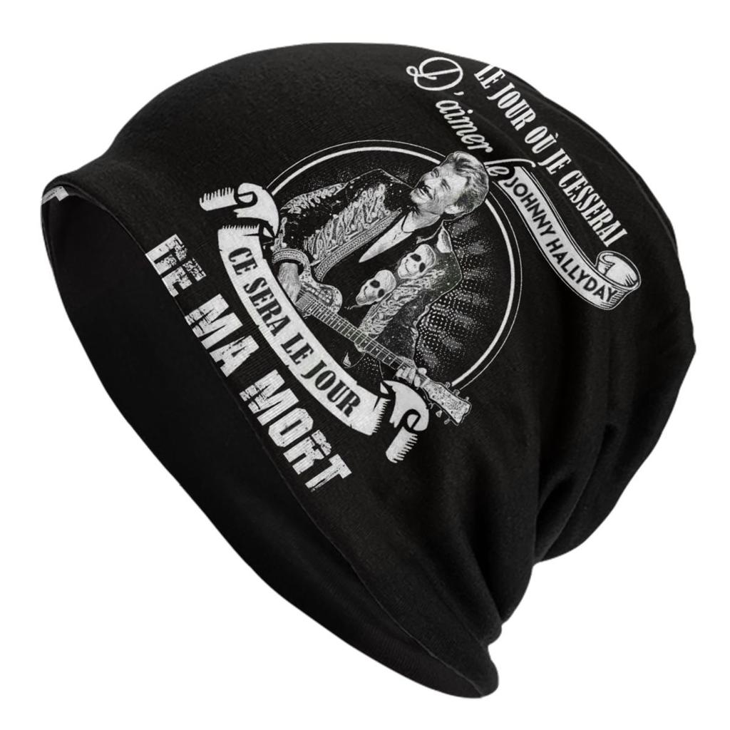 Johnny Hallyday French Singer Skullies Beanies Caps Winter Warm Knit Hat Hip Hop Adult Heavy Metal Rock Bonnet Hats Ski Cap