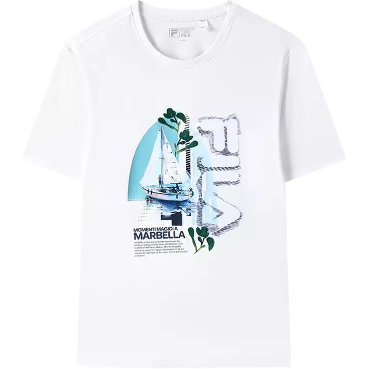 FILA American Retro Letter Pattern Printed Fashion Casual Short Sleeve T-Shirt Men T-Shirts White F11M328103A-WT L