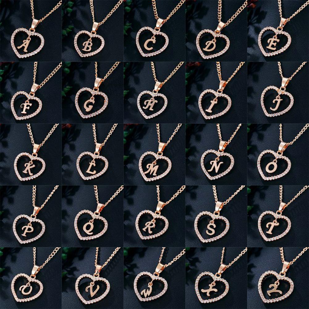 Customizable Love Pendant Necklace with Zircon 26 Letter Initial Jewelry for Men And Women