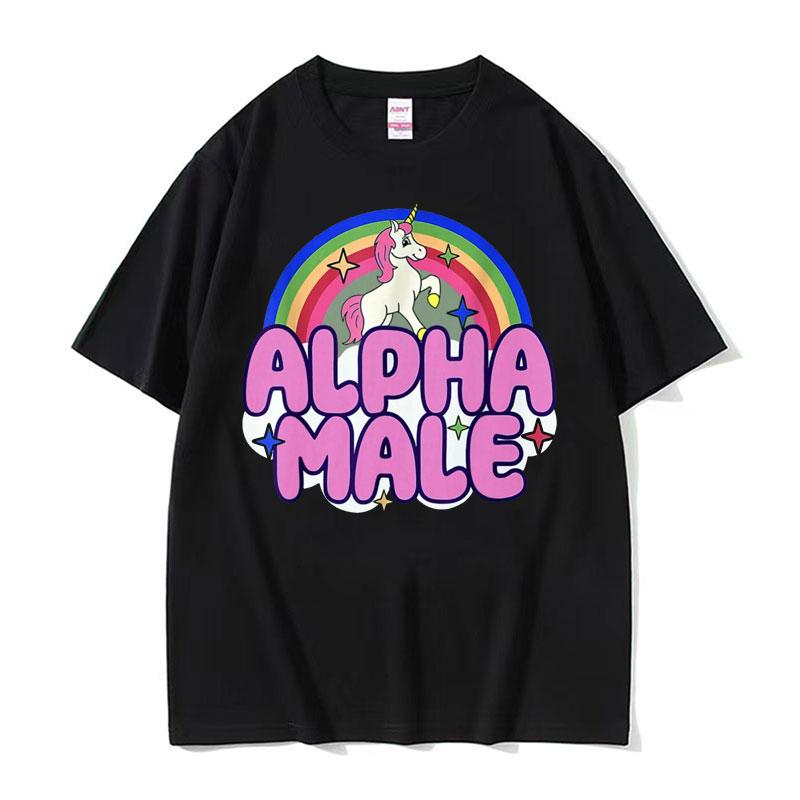 

Funny Alpha Male Unicorns Rainbow Meme Graphic T Shirts Men Women Vintage Gothic Clothes T-shirt Summer High Quality Tees S