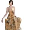 Monet Garden Yellow Neck Dress Huge Beautiful Skirt Dress Dopamine Island Bright Seaside Vacation