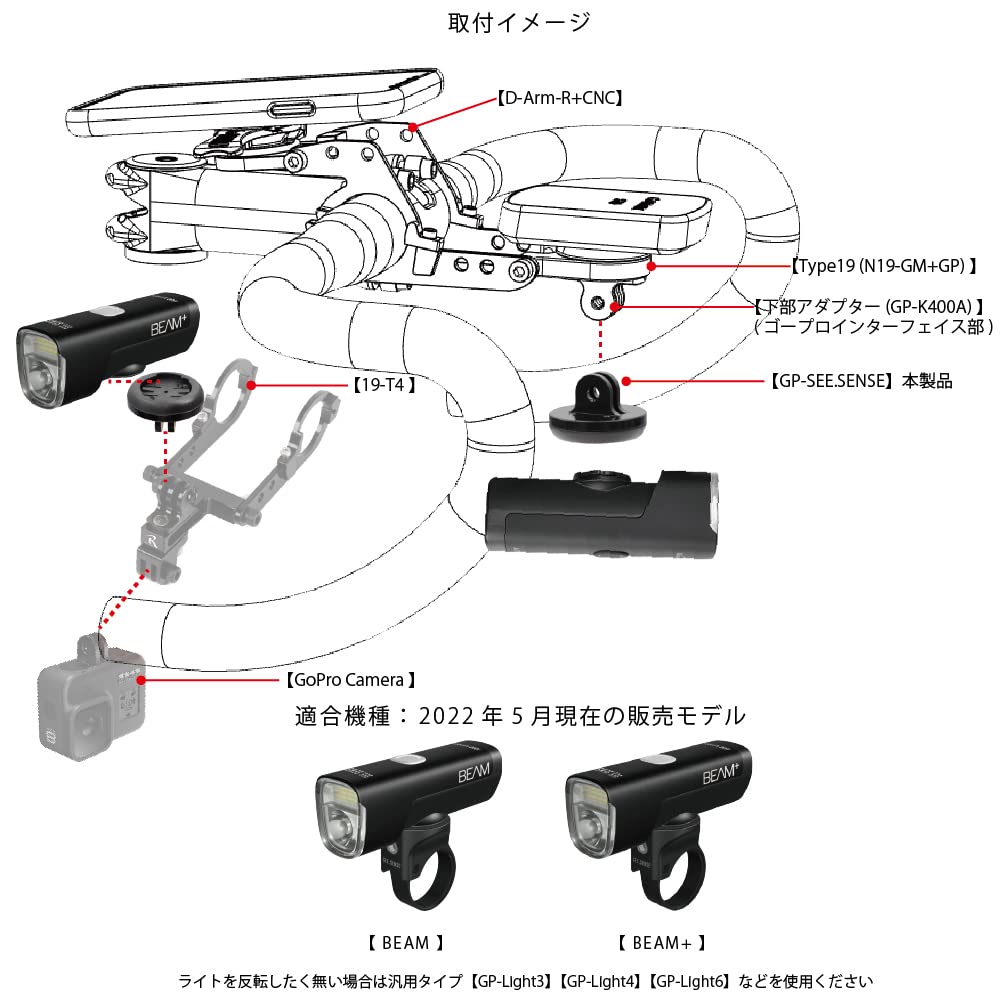 REC Mount Light Adapter for Converts Mounts and Adapters To the Bicycle Light SEE.SENSE (GP-SEE.SENSE) - GoPro-compatible BEAM/BEAM+