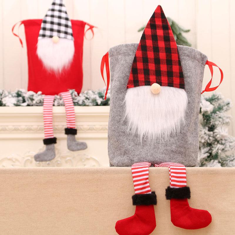 Christmas Faceless Old Man Closing Gift Bag Hanging Leg Christmas Carry Bag Christmas Pack Gift Bag