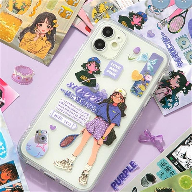 30sheets Kawaii Showa Diary Series Die Cutting Sticker Books DIY Diary Scrapbook Phone Case Aesthetics Stationery Stickers