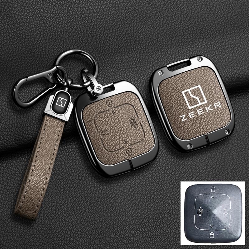 Interior Mouldings For Zeekr 7X 2024 2025 Zinc Alloy Leather Car Remote Key Case Cover Fob Protector Shell Holder Auto Keychain