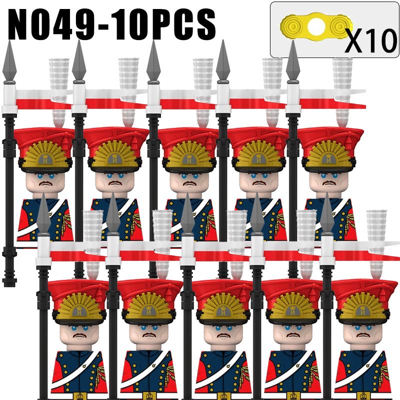 Kids Toys Napoleonic Wars Building Blocks 10pcs/lot Fusilier Lancer Soldiers Mini Action Figures Toys For Kids Christmas Gifts