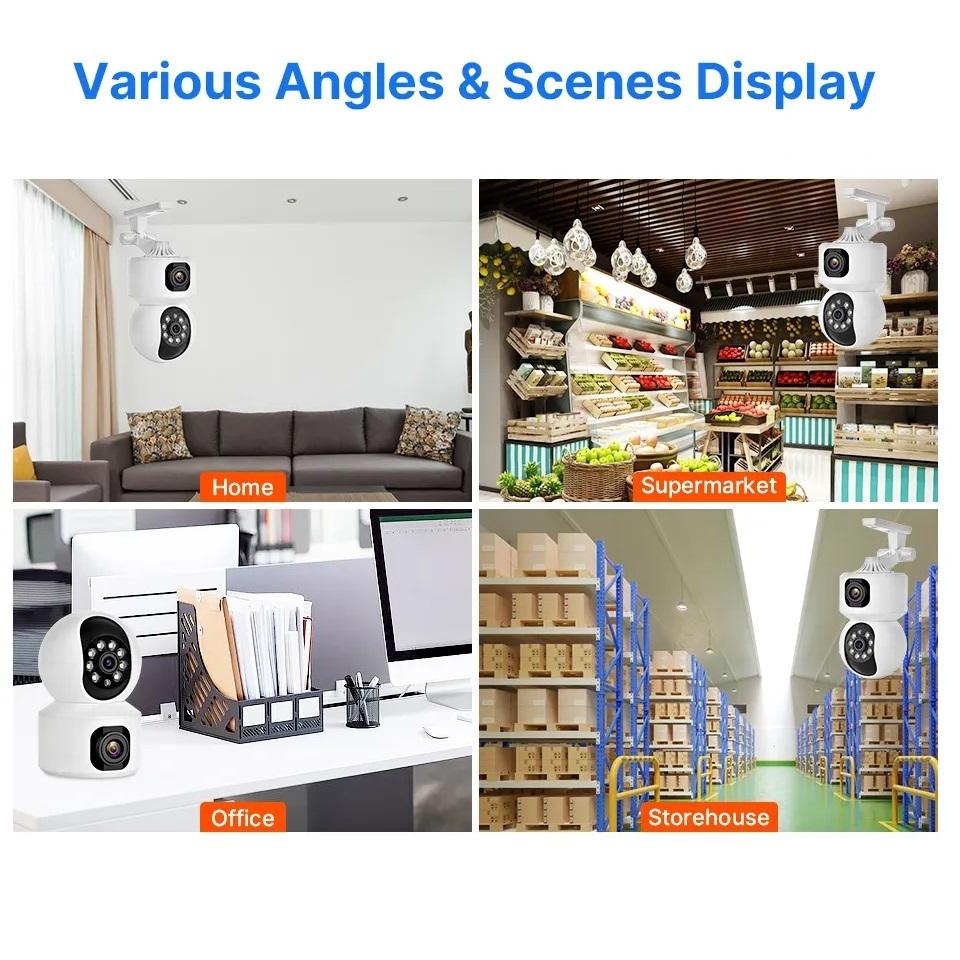 IP CCTV Camera Dual Lens Fhd Indoor Home Security Surveillance Camera Two Way Audio Wireless Baby Monitor  PTZ Security Camera