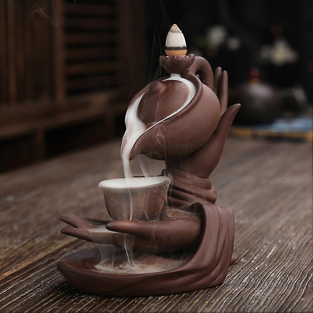 Buddha's Hand Backflow Incense-Burner Mesmerizing Backflow Smokings Effect for Yoga-Studio