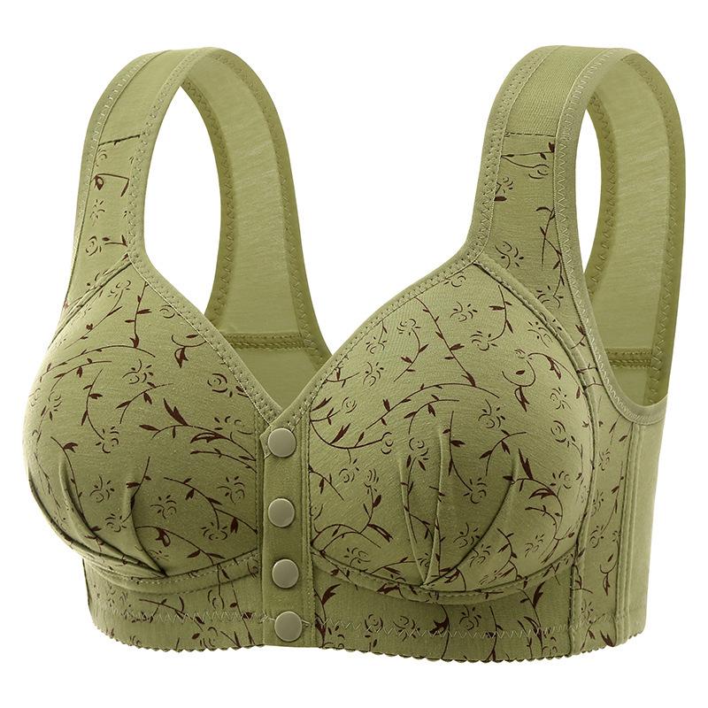Plus Size Front Buckle Wireless Vest-Style Bra for Middle-Aged & Elderly Women