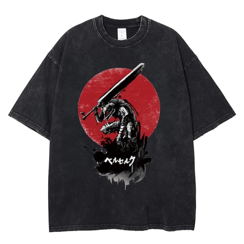 Berserk Griffith Classic Manga Scene & Japanese Quote Vintage Washed Anime T-Shirt, Unisex Dark Fantasy Manga Fan Streetwear Tee, 100% Cotton Casual