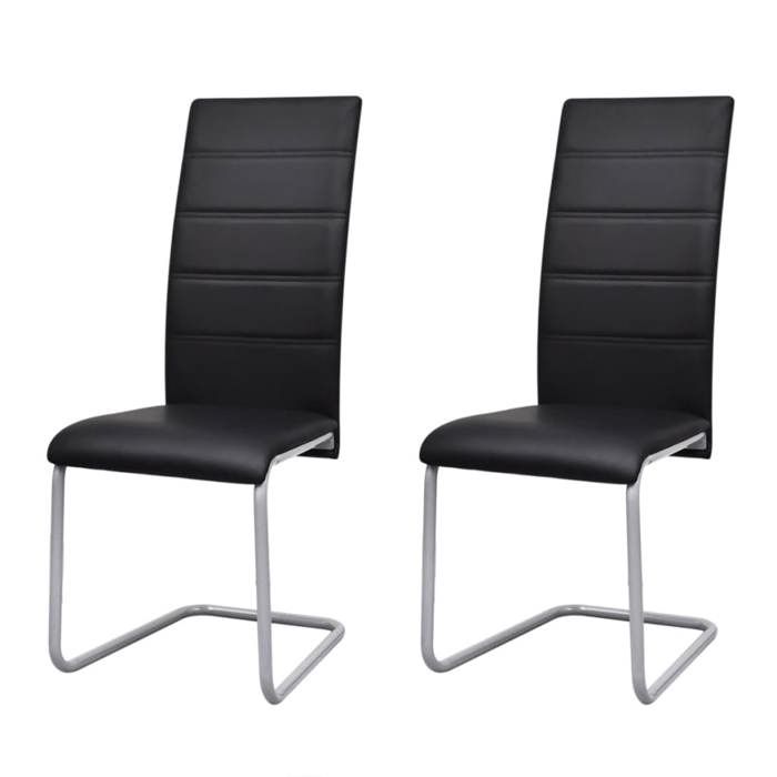 VidaXL 2x Chaise de Salle à Manger Cantilever Noir Chaises à Manger Cuisine 242289