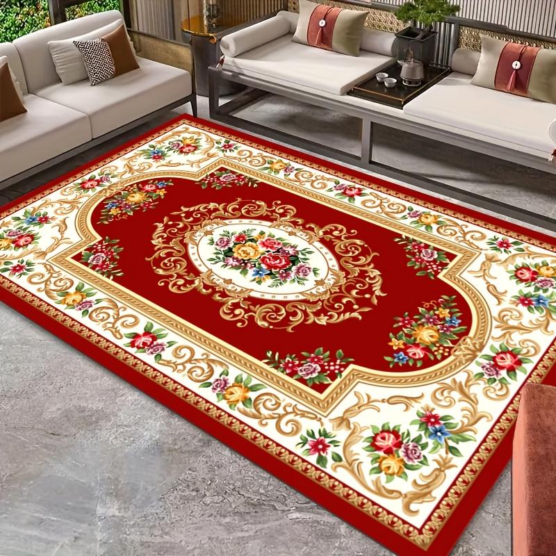 Bohemian Style Printed Carpet Washable Soft Vintage Anti Slip Non Shedding Artificial Wool Indoor Entrance Dining Rooms