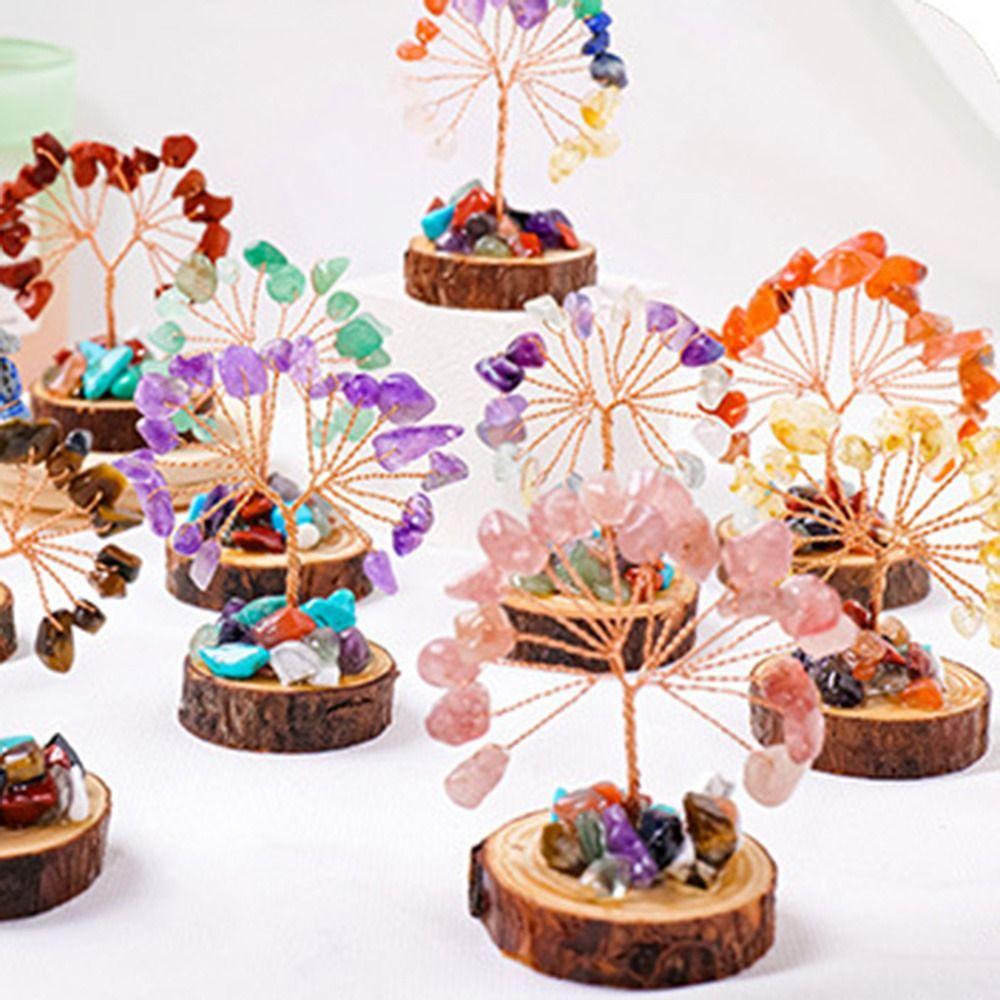 Copper Wire Crystal Wishing Tree Positive Energy Crystal Decorative Trees  Desk