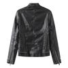 Casual Leather Jacket Spring and Autumn Women's Leather Jacket Long Sleeve Zipper Stand Collar Jacket