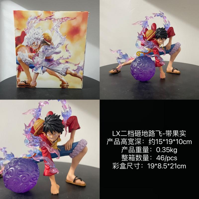 Anime ONE PIECE Peripheral LX Second Gear Smashing Luffy Figure with Fruit Nika Luffy Statue Model Voyager
