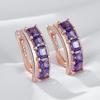 Shiny Square Purple Natural Zircon Drop Earrings For Women Trend  Rose Gold Color Bride Wedding Jewelry Best Gift