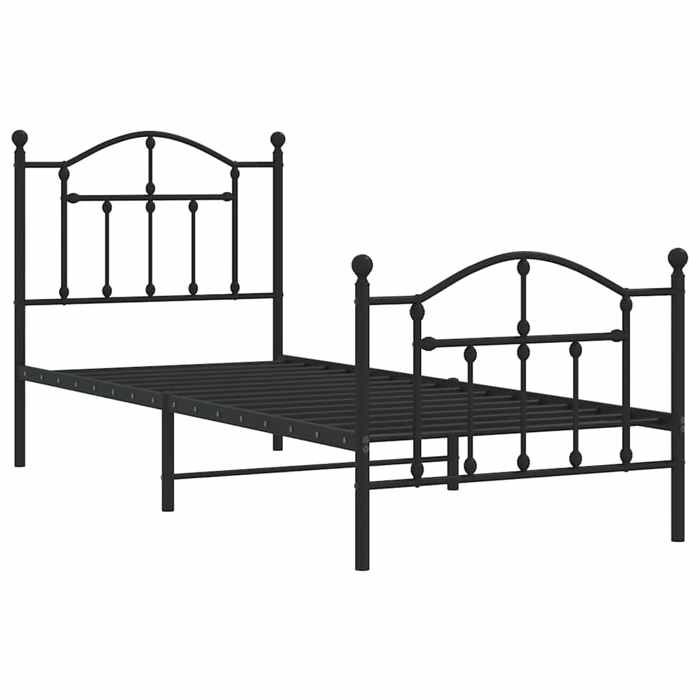VidaXL Metal Bed Frame with Headboard-Footboard Black 90x190 Cm 353449