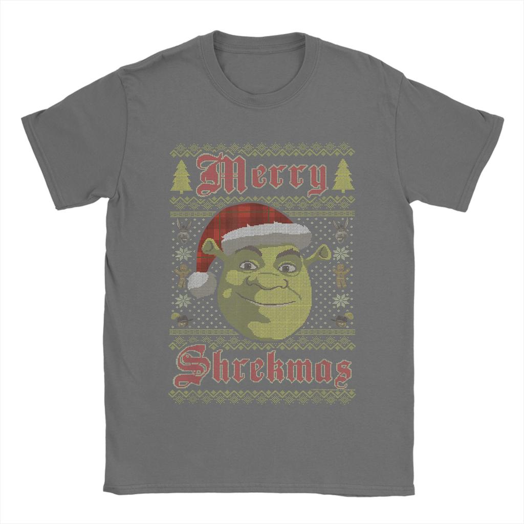 Shrek Merry Shrekmas Unisexs T Shirt Funny Tee Shirt Short Sleeve Crewneck Tshirts 100 Cotton Big Size Clothes