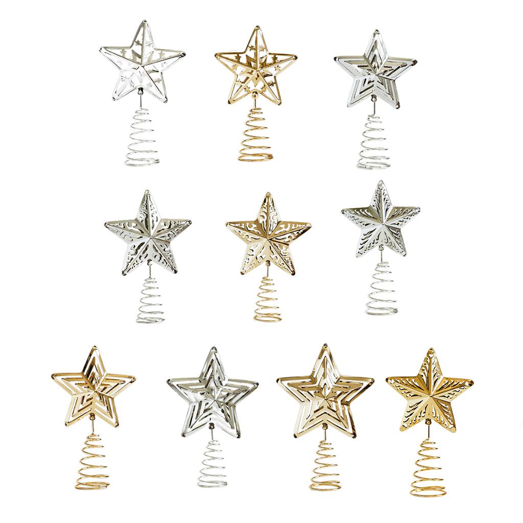 Festive Iron Christmas Tree Five Pointed Star Toppers Decorations Perfect Addition Ornament for Holiday Atmospheres