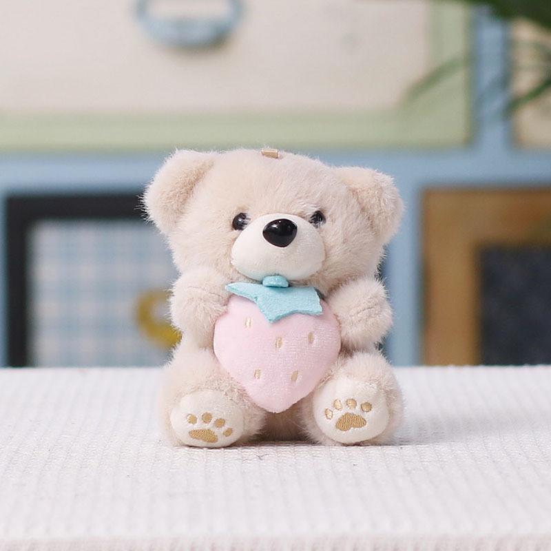 Cute Bear Plush Toy With Short Pile Fabric For Gift And Bag Accessories
