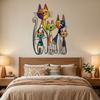 Iron Iron Wall Sculpture Colorful Metal Cat Wall Art Home Artwork Wall Decoration  Outdoor