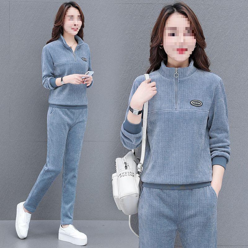 Corduroy Sportswear Set für Damen – Frühling/Herbst, Lockerer Schnitt, Große Größen, Modisches Zweiteiler