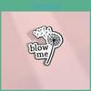 And Elegant Black White Enamel Brooch With Playful Dandelion Motif And Bloe Me Text Ideal For Unisex Accessories Fashion