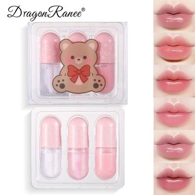 Cute Bear Sleeve Box Moisturizing Lip Glaze Set Is Not Easy To Lighten Lip -stained Mirror Lipstick Girl Glass Lips
