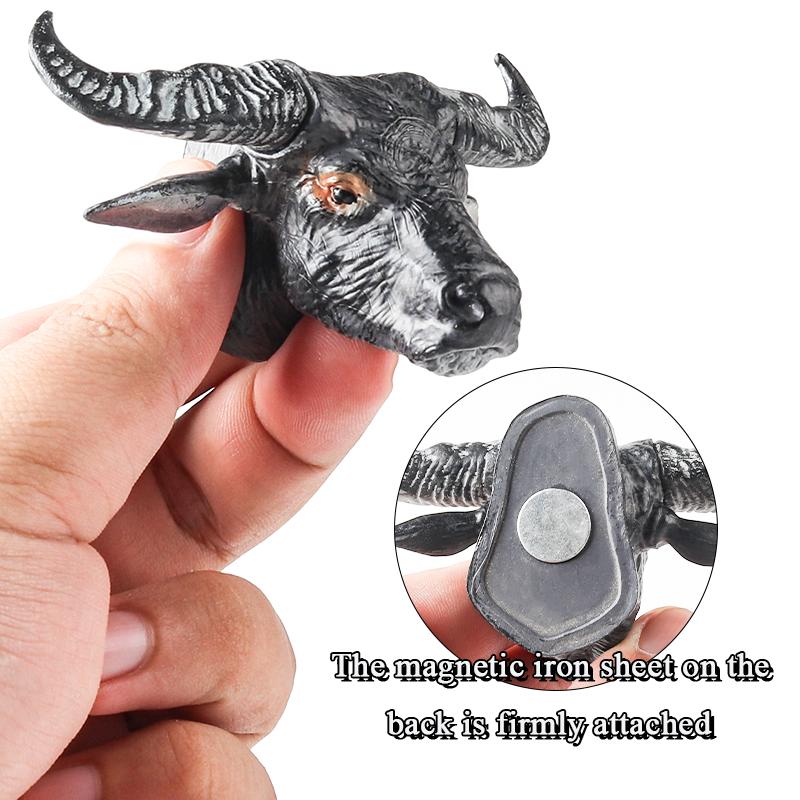 Oenux Dzikie Zwierzęta Lew Bawół Tygrys Zebra Model Głowy Figurki Akcji Ozdoba Magnes na Lodówkę Edukacyjna Urocza Zabawka dla Dzieci Prezent
