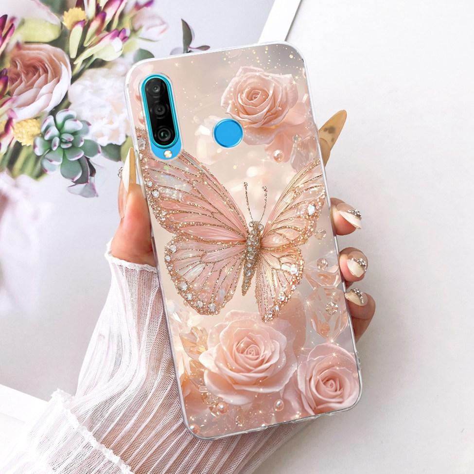 Transparent For Huawei P30 Lite Case Cover Cute Cat Fashion Butterfly Funny Painted Casing MAR-L01A MAR-L21A MAR-LX1A