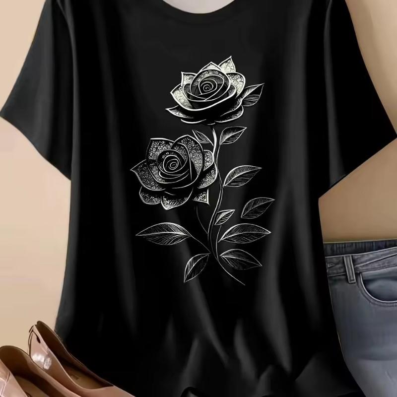 Damen Übergröße 3D-gedrucktes T-Shirt Elegant Lässig Rundhals Sommer Damen Lässiges T-Shirt Schnelltrocknend Atmungsaktiv