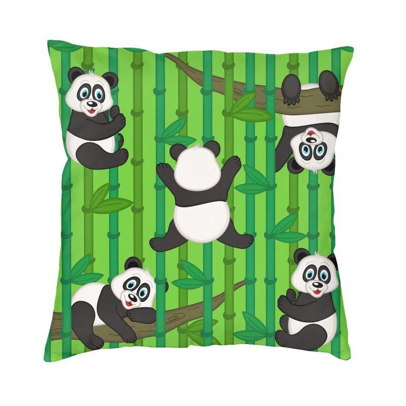 Kawaii Panda Bear Patterns Cushion Cover Sofa Home Decor Animal Cartoon Square Throw Pillow Case 45X45