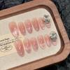 12Pcs Oval Cat Eye Blush Gradient Handmade False Nails for Women