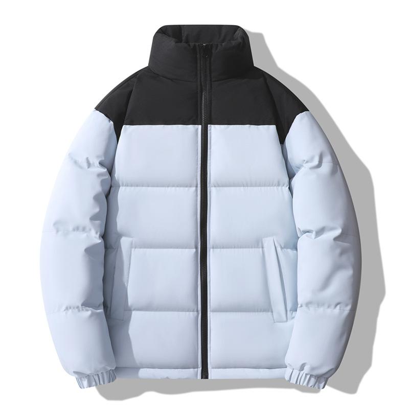 Men's Winter Jacket with Patchwork Stand Collar Windproof and Warm Thickened and Loose Padded Jacket for Men
