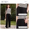 Women's High-Waist Ribbed Wide-Leg Casual Pants