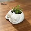 Embossed Texture Plant Pot 3D Printed Sleeping Cat Flowerpot, Mini Desktop Planter, Unique Indoor Garden Decor Decorative Holder for Succulents Small
