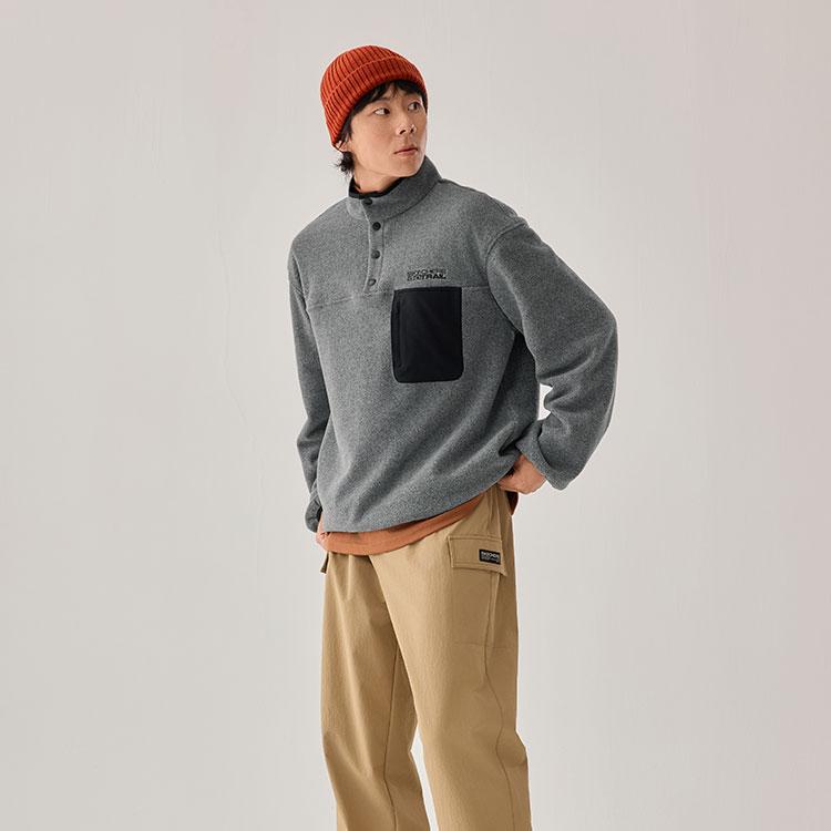 Skechers Half-Zip Fleece Color-Block Insulated Anti-Static Skin-Friendly Sports Casual Pullover Sweatshirt Men sweatshirt P425M190-0038