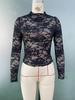 Elegant Long Sleeve Rose Lace Hollow Top - Women's French Design 2025