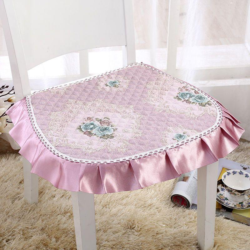 Dining Chair Cushion European Printed Seat Cushions with Lace Quality Four Seasons Stool Seat Mat Non-slip Buttocks Pad
