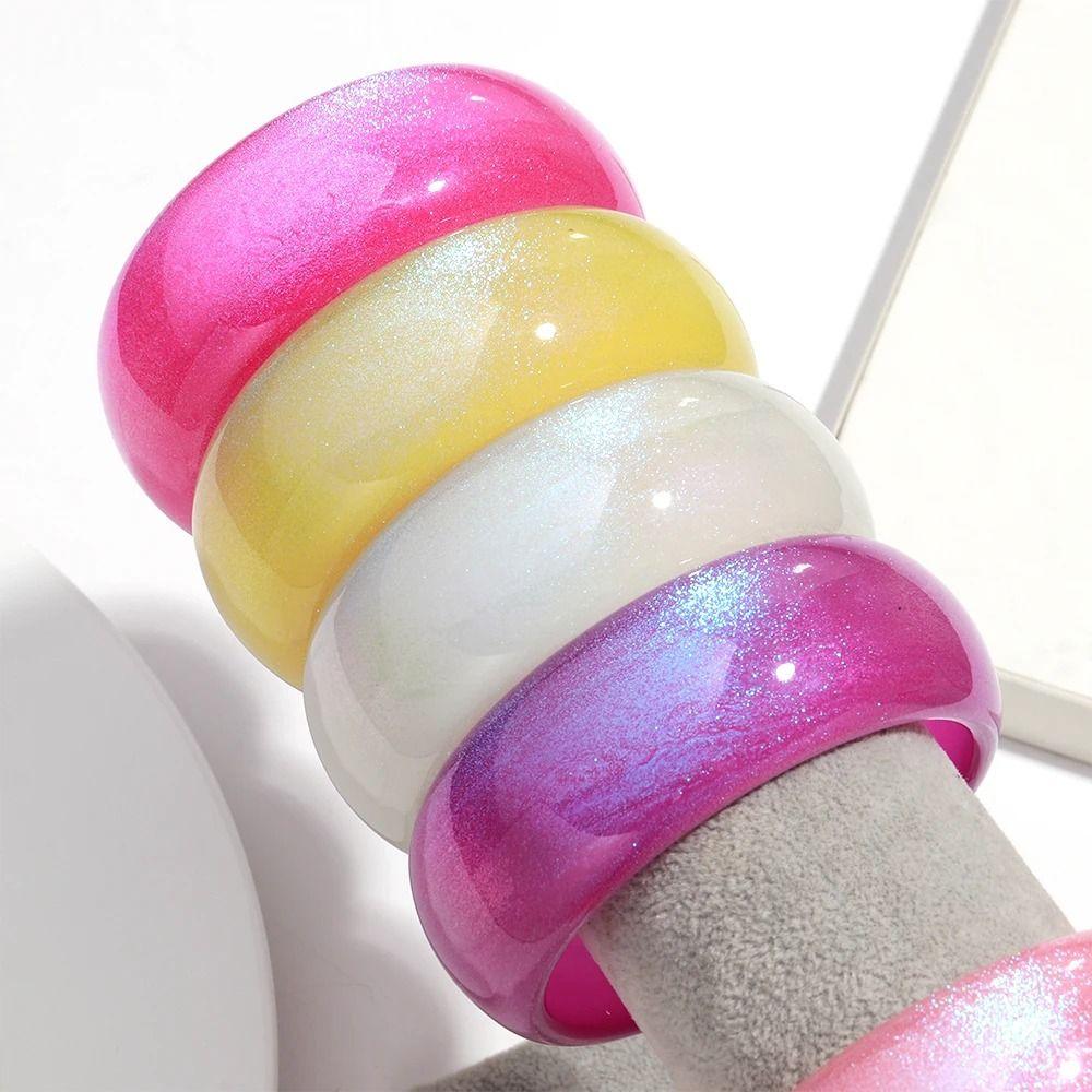 Geometric Design Irregular Wide Bracelet Glitter Big Round Transparent Hand Ring  Gift