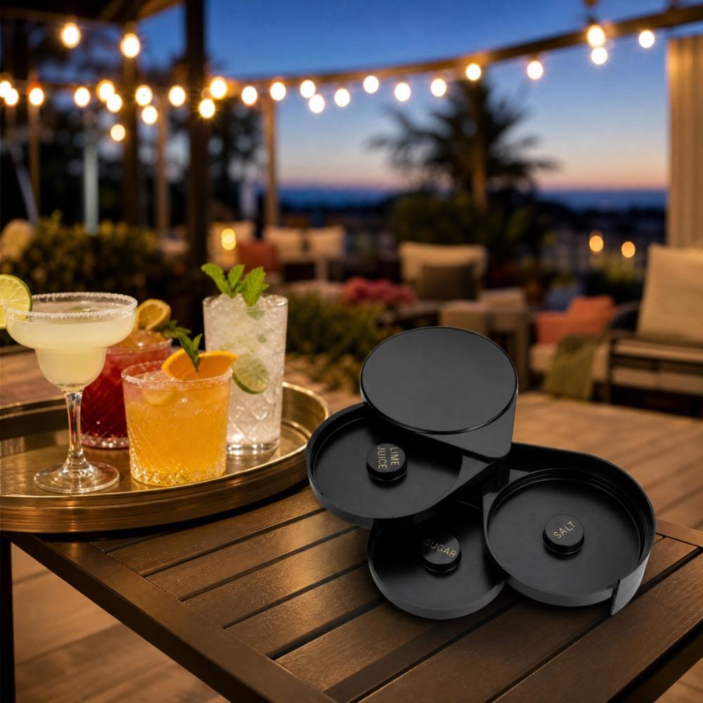 Black Bartender Tool ABS Salt Box Professional Cocktail Tool  Bartender Use